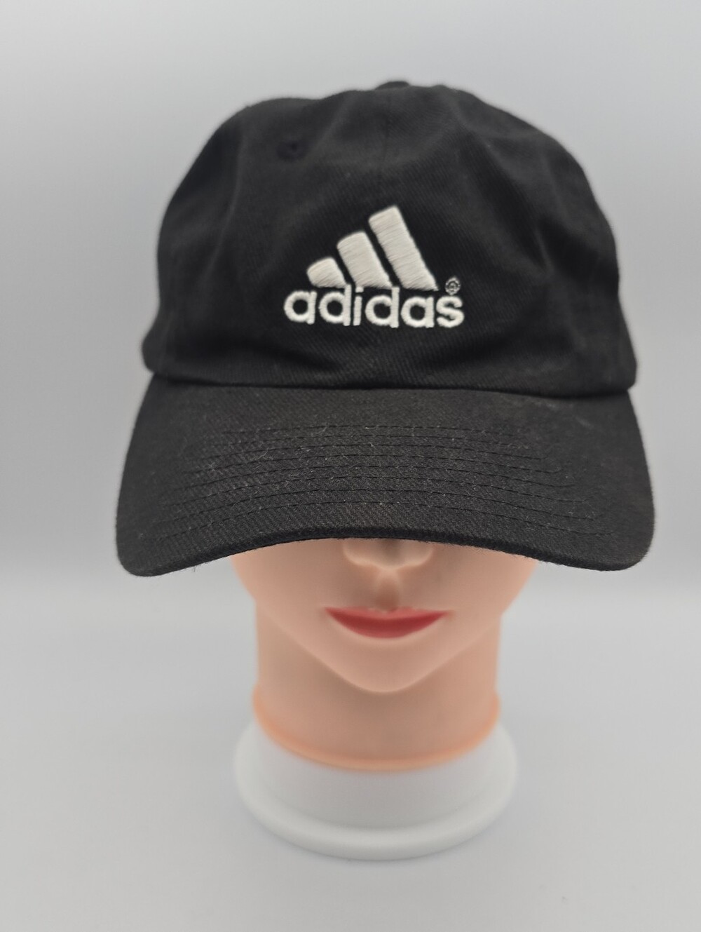 Vintage Adidas Black 100% Cotton Adjustable Strapback Hat